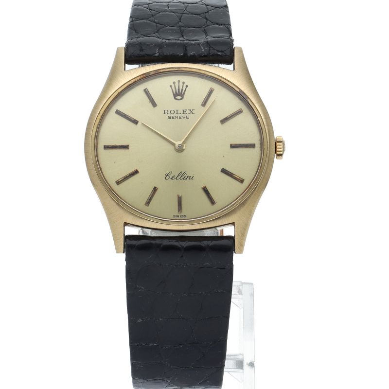 ロレックス チェリーニ メンズ時計 手巻 Cellini 3806(3) K18YG/革 メンズ時計 シャンパンカラー 仕上げ済 1970年 美品 【中古】 ロレックス チェリーニ メンズ時計 手巻 3806(3) K18YG/革 メンズ時計