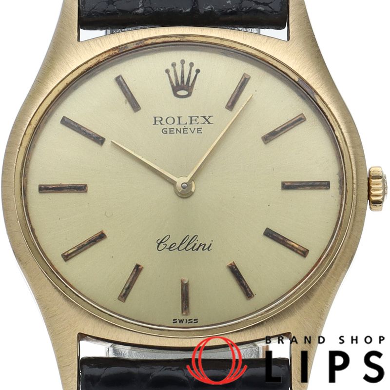 ロレックス チェリーニ メンズ時計 手巻 Cellini 3806(3) K18YG/革 メンズ時計 シャンパンカラー 仕上げ済 1970年 美品 【中古】 ロレックス チェリーニ メンズ時計 手巻 3806(3) K18YG/革 メンズ時計