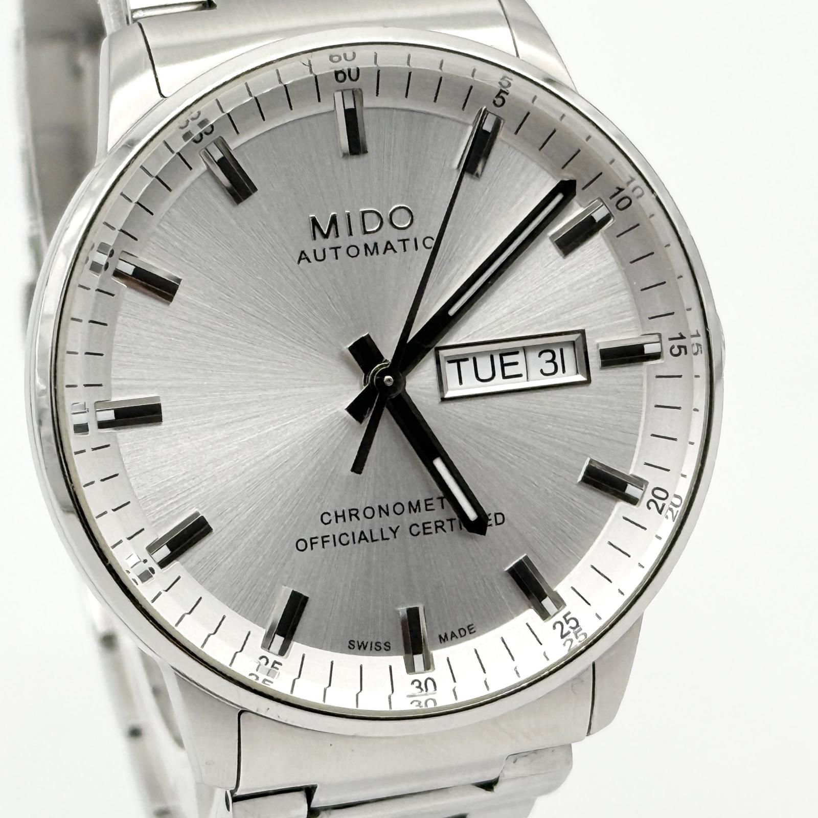 MIDO ミドー マンダー クロノメーター M021.431.11.031.00 シルバー AT メンズ 腕時計 稼働品