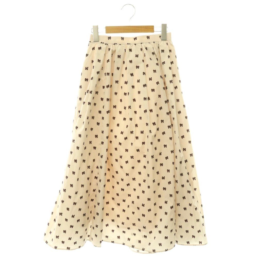 トッカ TOCCA 26SS SKIPPING RIBBON スカート フレア 総柄 ロング 0 ライトベージュ /HK ■OS