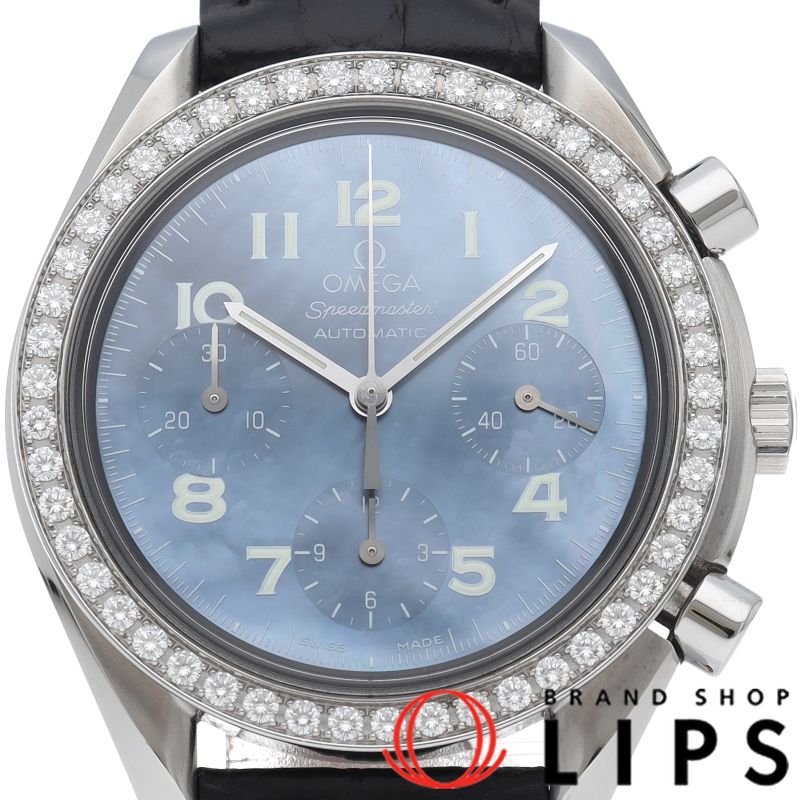 オメガ スピードマスター クロノグラフ 37mm ダイヤベゼル シェル 3815.73.31 箱 保証書 SS/革 ユニセックス時
