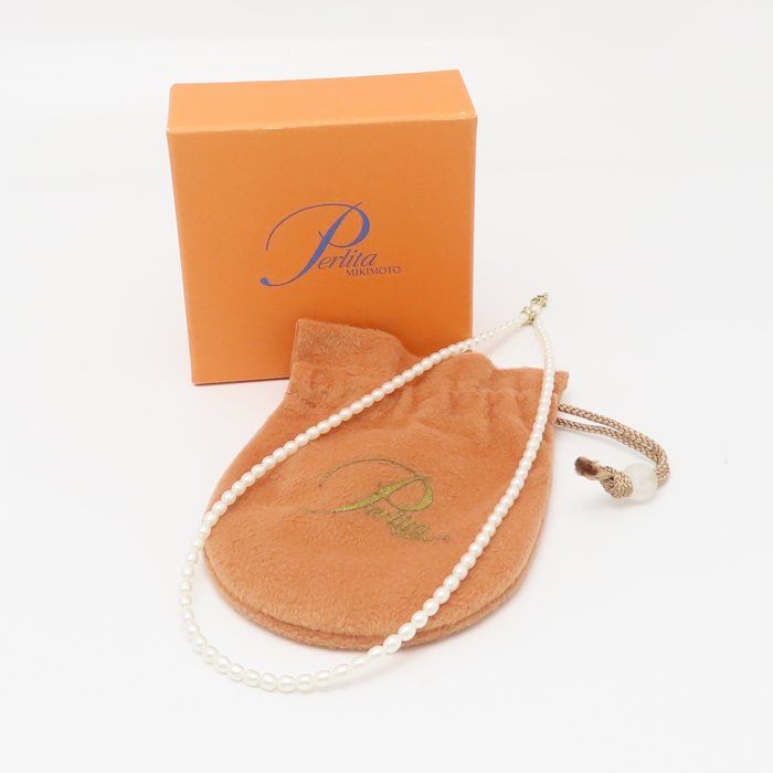 MIKIMOTO ミキモト PERLITA ペルリータ 淡水パール ネックレス 真珠3.3～3.4ミリ K18YG イエローゴールド/295766【中古】【BJ】