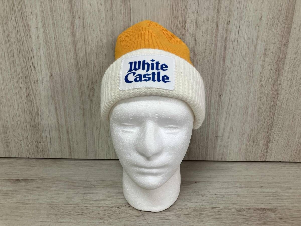 即完売　Supreme ホワイト ニット帽　カシミヤ　シュプリーム Supreme シュプリーム ニット帽 WHITE CASTLE イエロー 糸ほつれ有り
