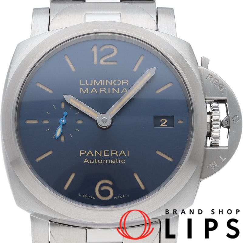 パネライ ルミノールマリーナ 42mm ブルー PAM01028 箱 保証書 SS メンズ時計 ブルー OH済 美品 【中古】