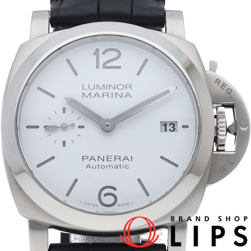 パネライ ルミノールマリーナ クアランタ 40mm Luminor Quaranta PAM01371 箱 保証書 SS/革 メンズ時計 ホワイト 仕上げ済 美品 【中古】 パネライ ルミノールマリーナ クアランタ 40mm PAM01371 箱 保証書 SS
