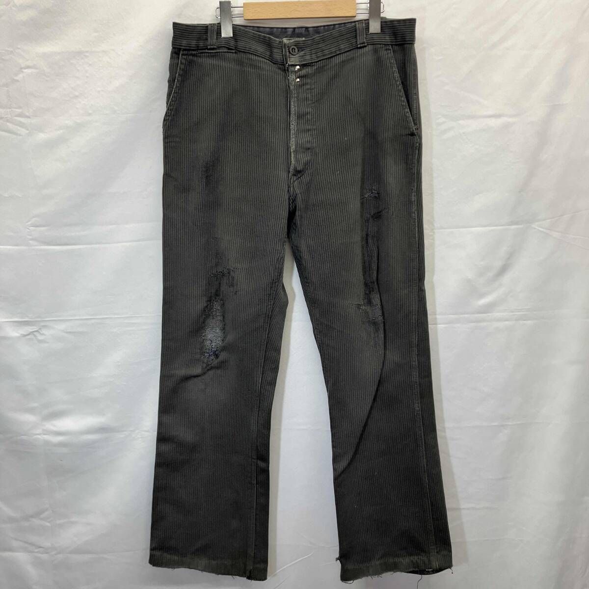 50s 60s ワークパンツ コットン100 vintage グレー 推定50s 60s French Vintage / 綿パン / コットンピケワークパンツ