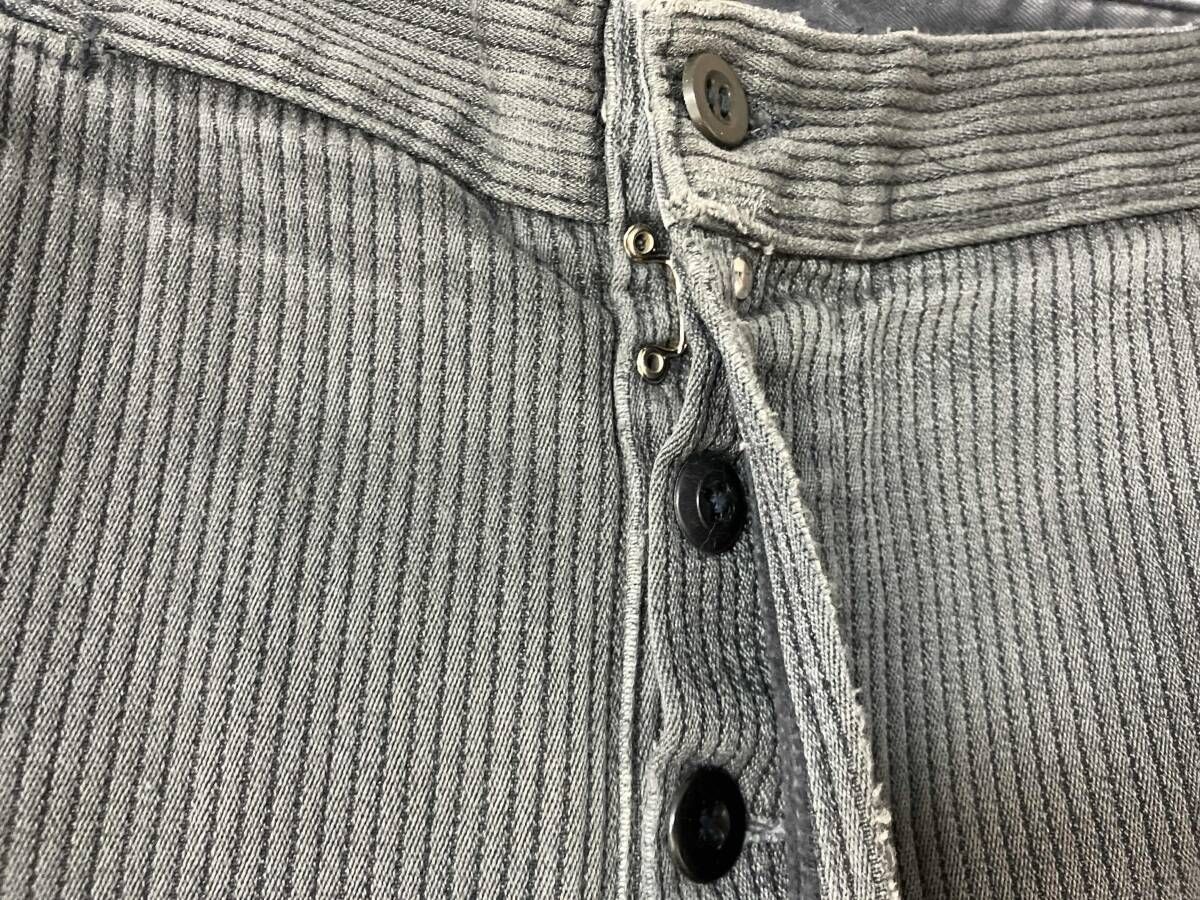 50s 60s ワークパンツ コットン100 vintage グレー 推定50s 60s French Vintage / 綿パン / コットンピケワークパンツ