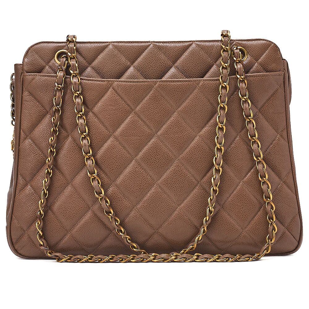 CHANEL　シャネル　キャビアスキン 　マトラッセ　太陽チャーム付き　チェーンショルダー　ブラウン　 ゴールド金具　レディースバッグ ブランド【中古】【送料無料】
