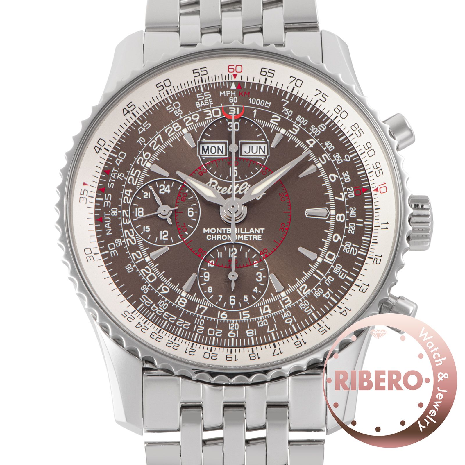 BREITLING ブライトリング ナビタイマー モンブリラン ダトラ A213Q09WBD A21330 トリプルカレンダー ステンレススチール【中古】