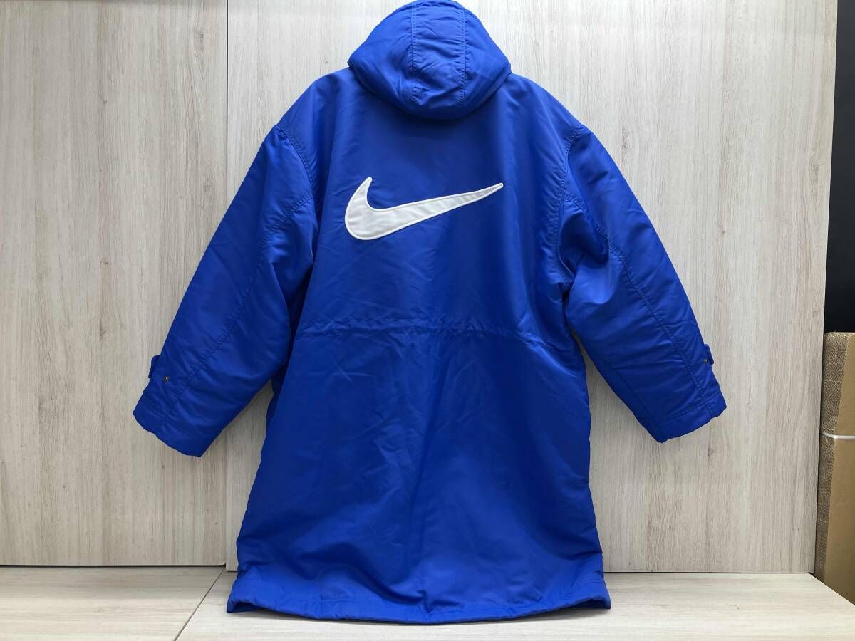 稀少90ｓ☆ナイキベンチコート 白タグ ビッグスウッシュ バックロゴ 裏ボア NIKE/ナイキ 90s ヴィンテージ ベンチコート 白タグ ナイロン ロング