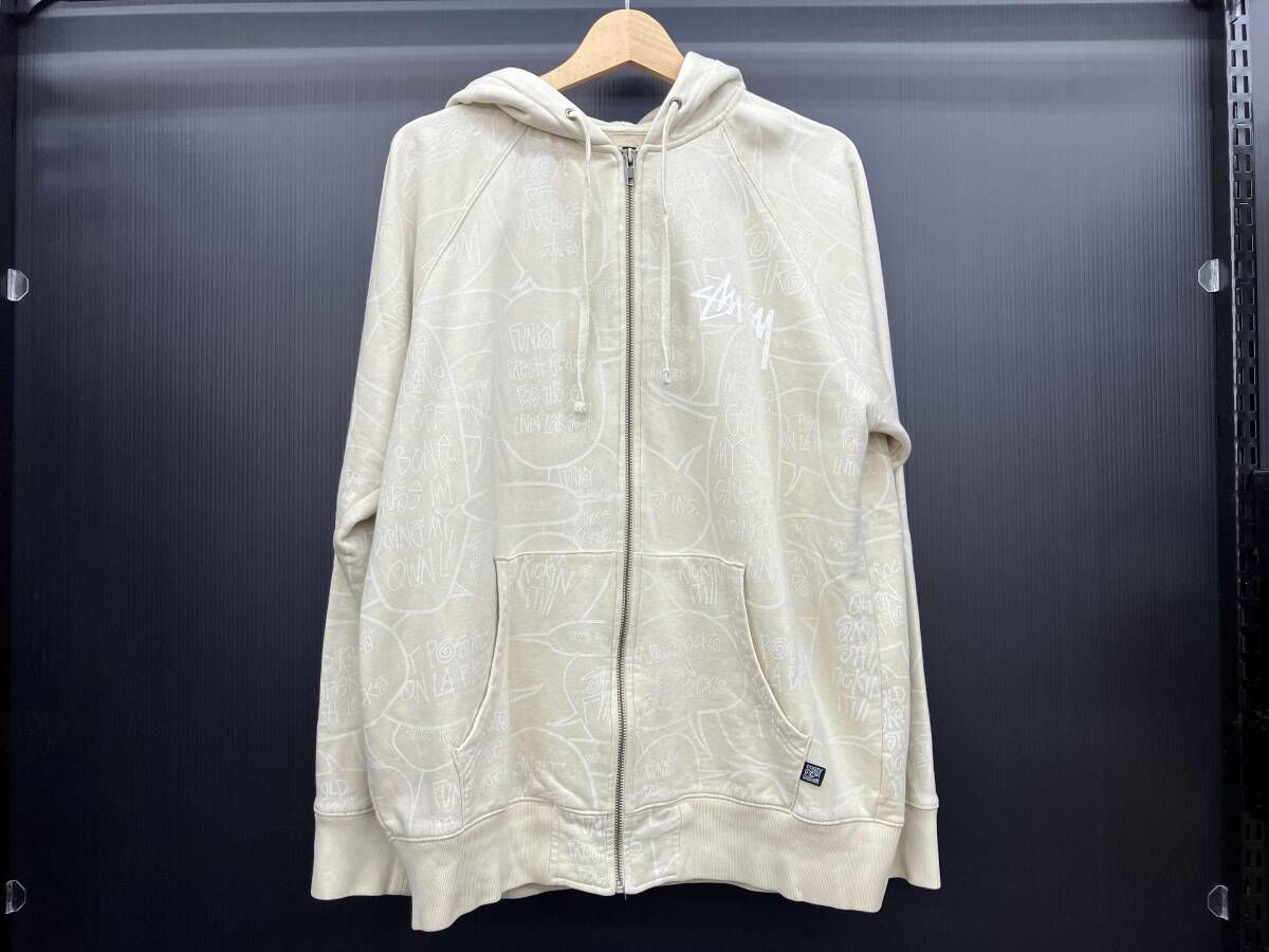 STUSSY ステューシー 総柄パーカー L ベージュ
