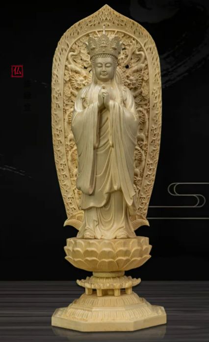 極上　仏教美術　天然素材　置物　飾り物　古美術品　 細密細工　仏像 仏教　密教 修縁堂】極上品 仏教工芸 精密細工 木彫仏像 毘卢遮那仏 仏教