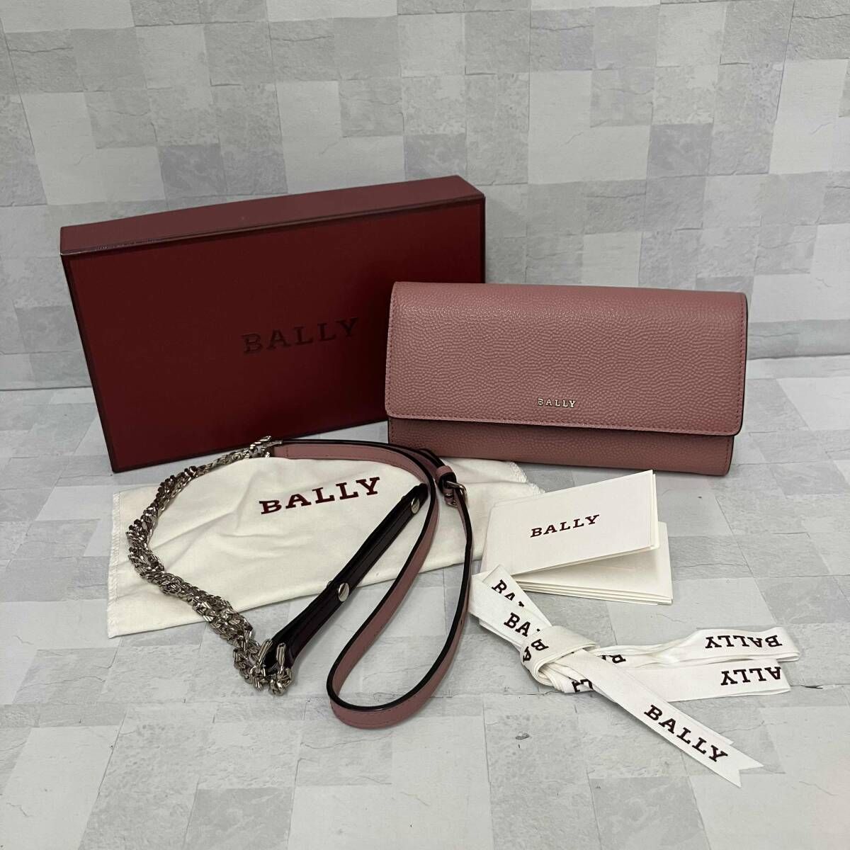 BALLY バリー 長財布 ショルダーバッグ お財布ポーチ レザーチェーン