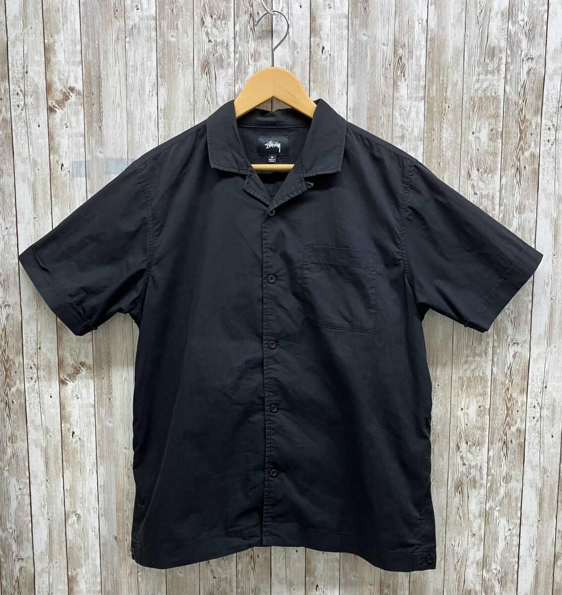STUSSY ステューシー/Hellshire Bowling Shirt/Mサイズ/ブラック/刺繍
