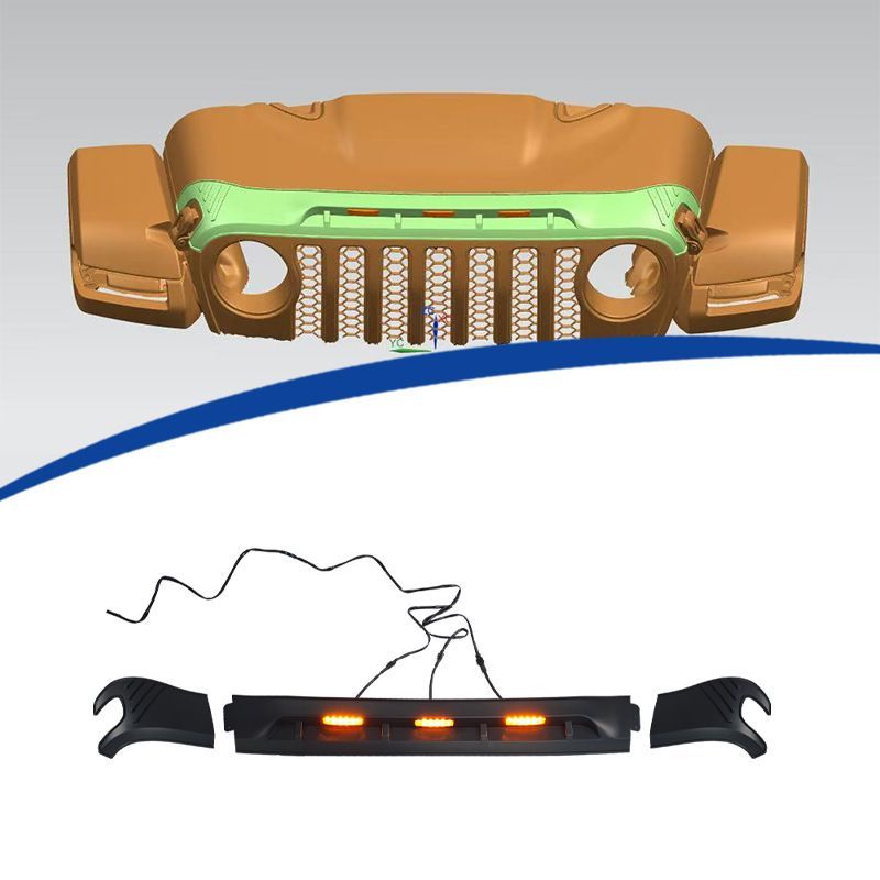 Jeep JT ピックアップ 2023-2026年対応 LED付きサイドストーンガード 3分割タイプ ABS製 ブラック 貼り付け式 外装アクセントパーツ