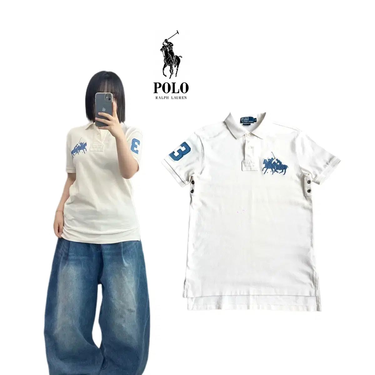 ポロ チーフキーフ ビックポニー PK カラ 半袖 Tシャツ 白