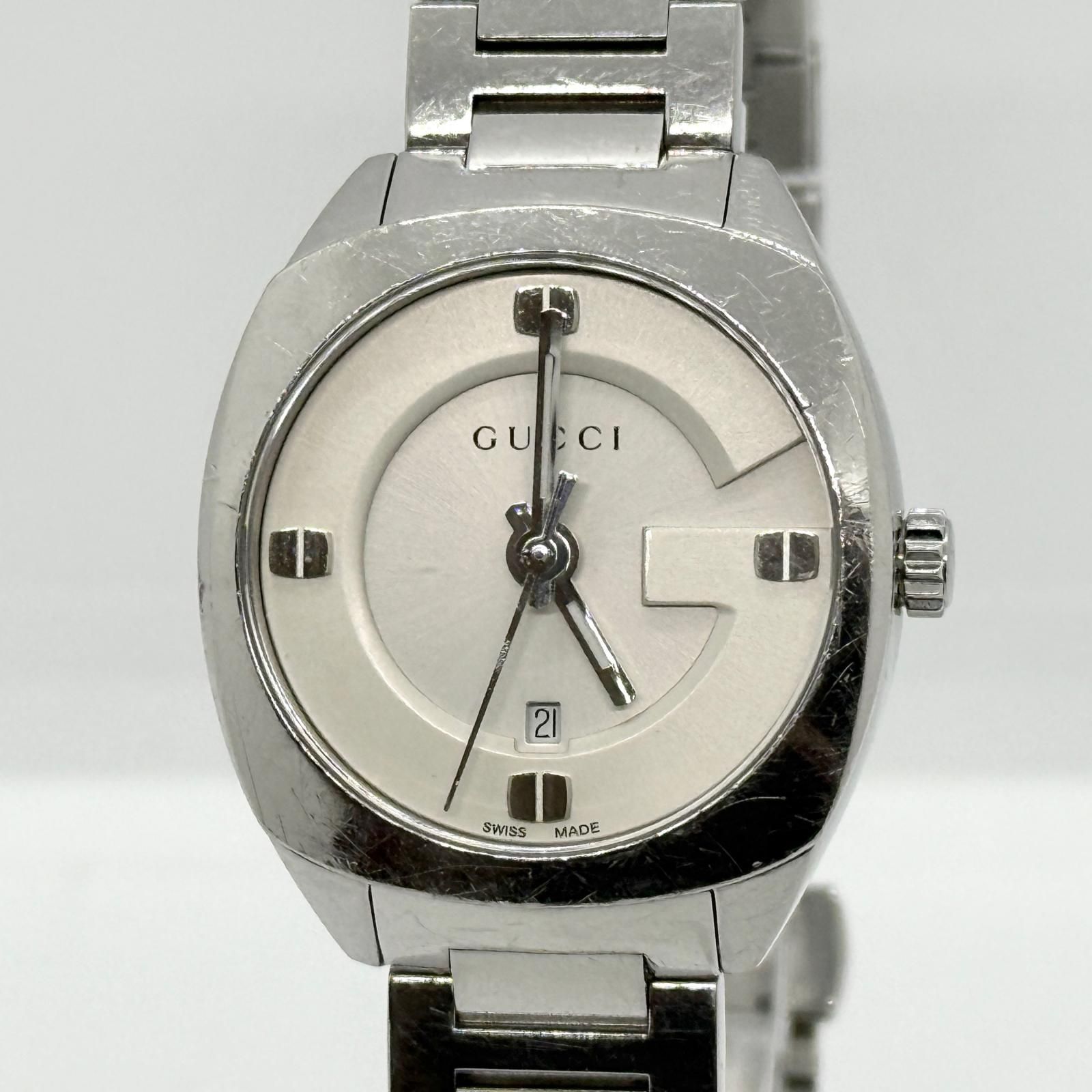 GUCCI グッチ 142.5 ホワイト QZ レディース 腕時計 稼働品