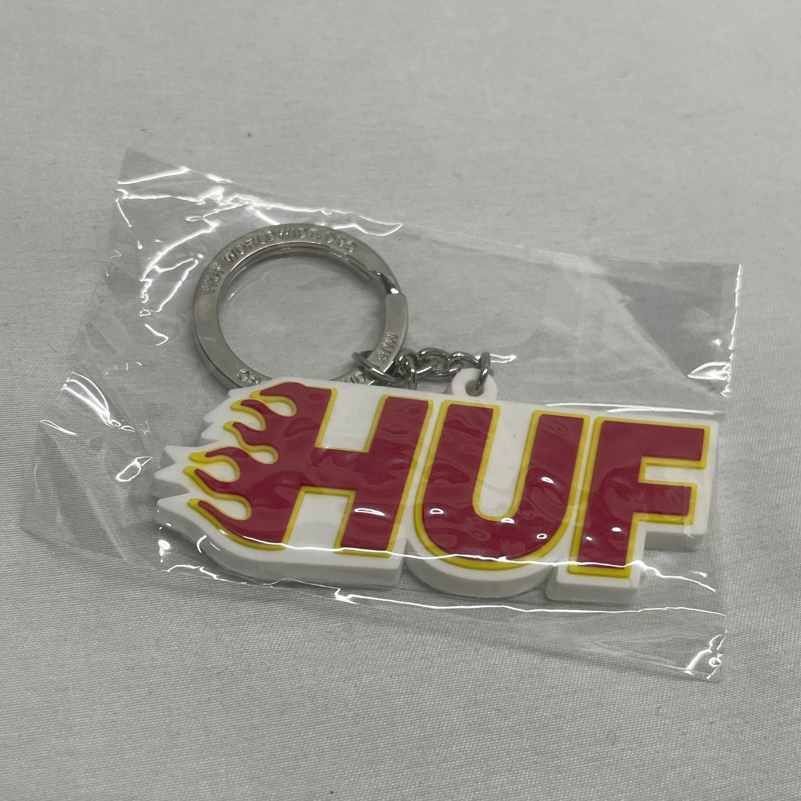 ◇ HUF 炎 ロゴ ラバー キーホルダー キーリング 【保管品