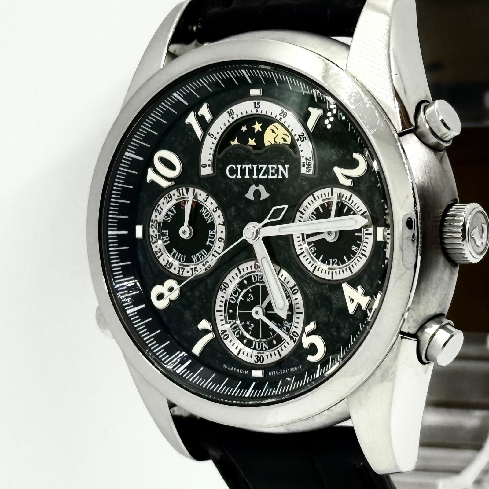 CITIZEN シチズン グランドコンプリケーション カンパノラ 6771-T010768 ブラック QZ メンズ 腕時計 稼働品