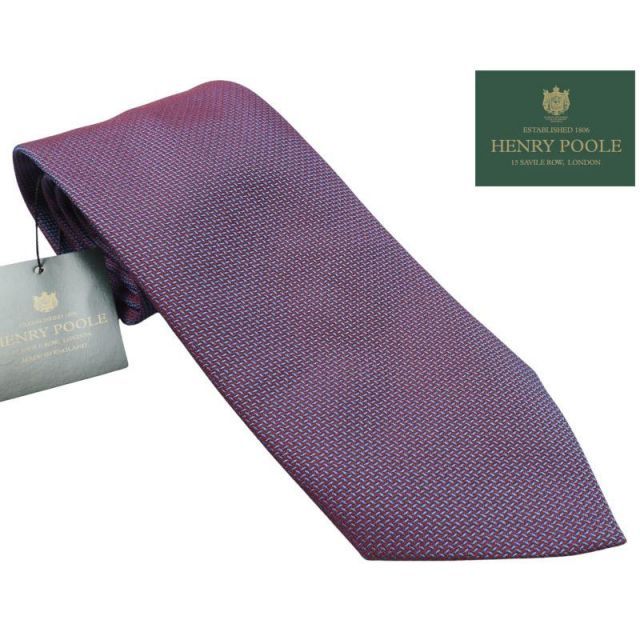 新品定価3.8万円 Henry Poole ヘンリープール イギリス製 シルク100% 織柄 ネクタイ 紫 0526-20 オンワード樫山扱い