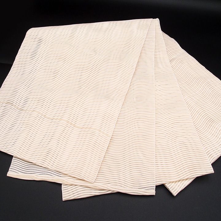 中古】夏物 開き八寸名古屋帯 正絹 国産 本爪 絽綴れ オフホワイト