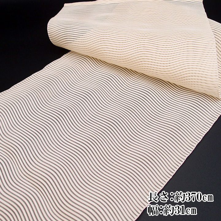 中古】夏物 開き八寸名古屋帯 正絹 国産 本爪 絽綴れ オフホワイト