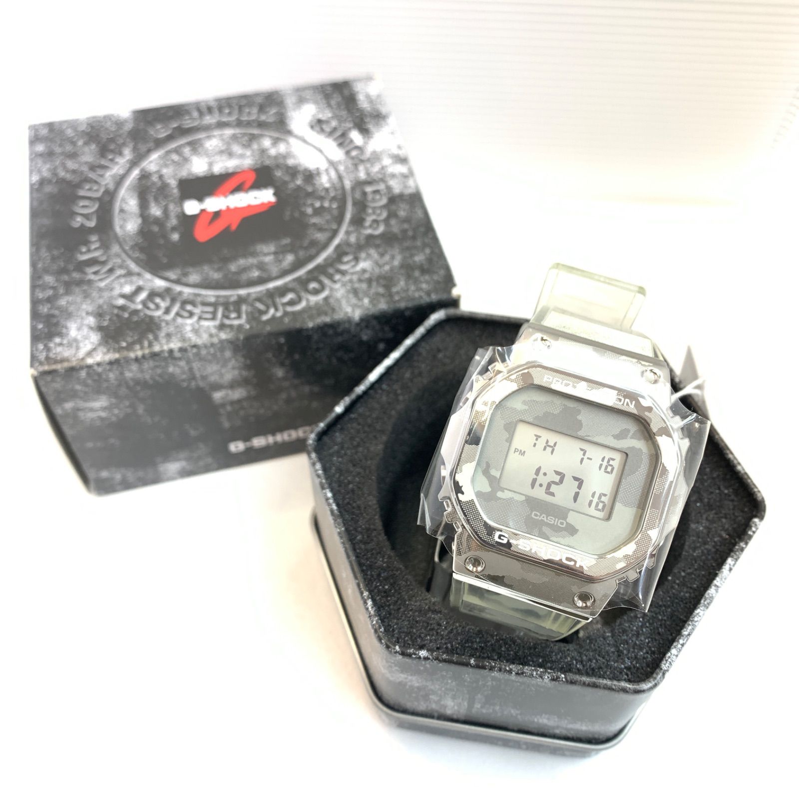 【未使用品】CASIO G-SHOCK ジーショック 迷彩クリアスケルトン 腕時計 GM-5600SCM 店舗併売品　　M80716-8