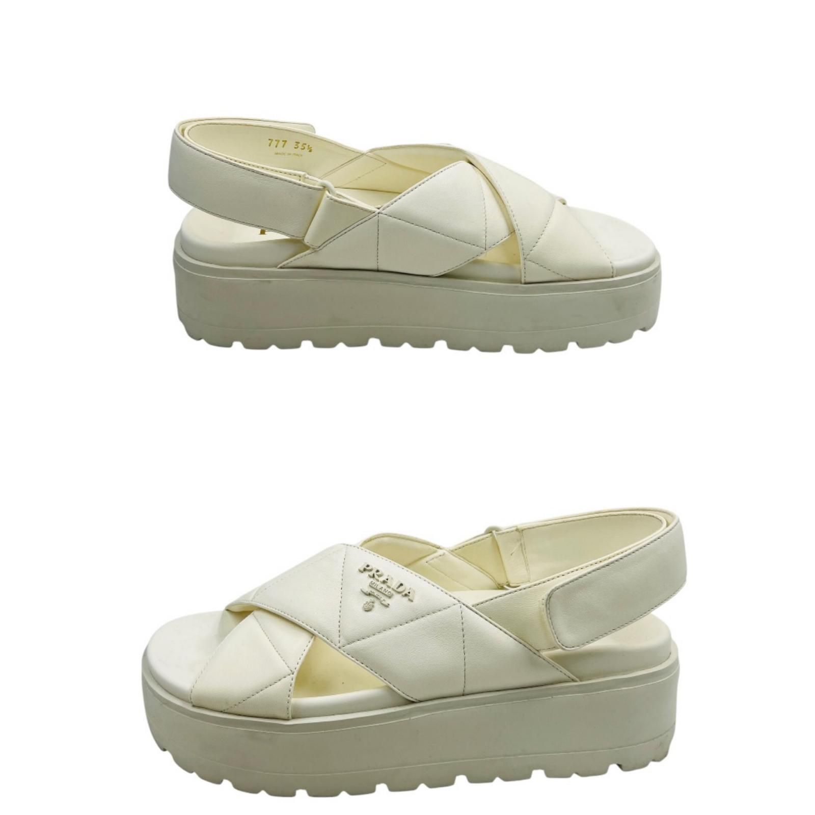 プラダ PRADA ナッパレザー サンダル 厚底 ホワイト サイズ35【22.5cm