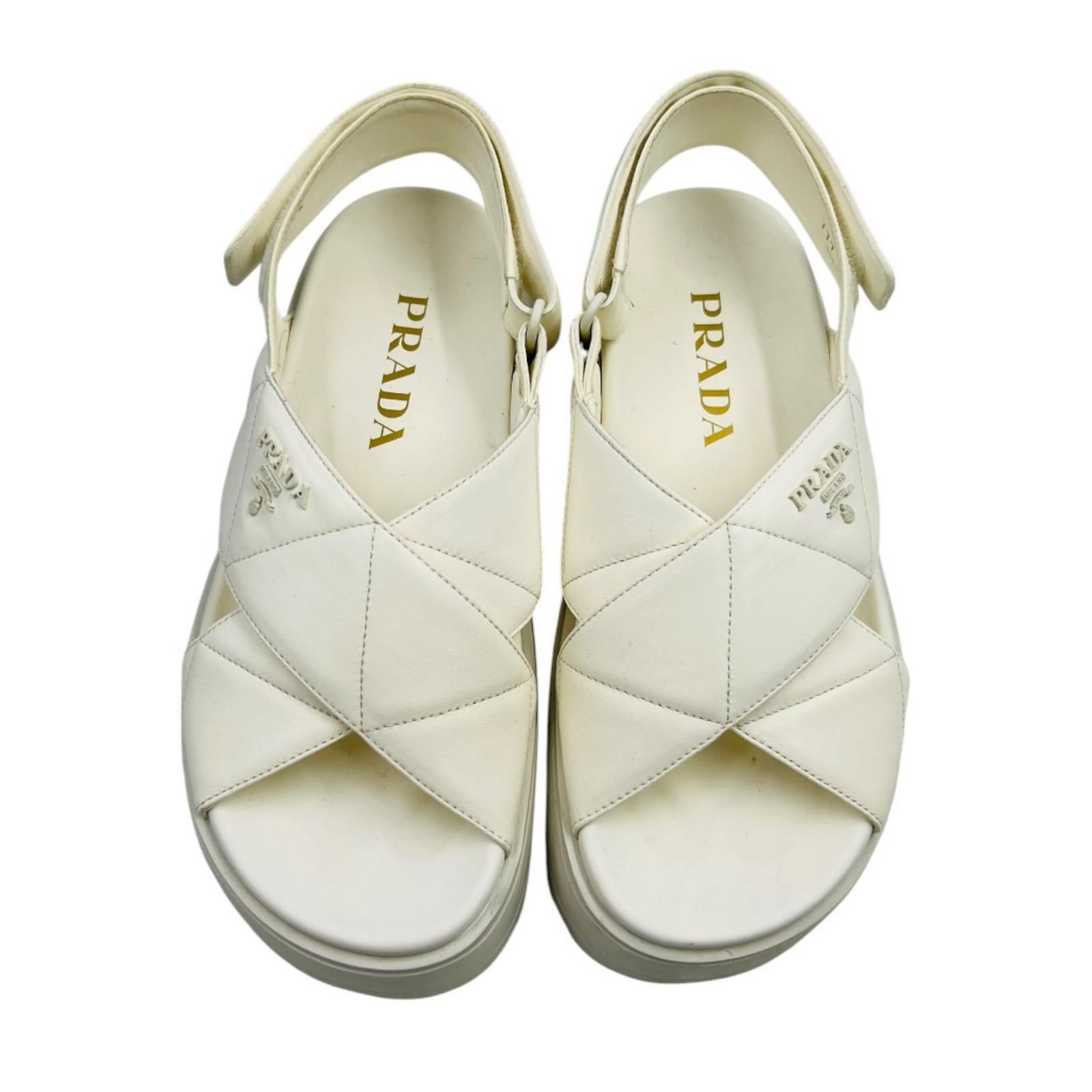 プラダ PRADA ナッパレザー サンダル 厚底 ホワイト サイズ35【22.5cm