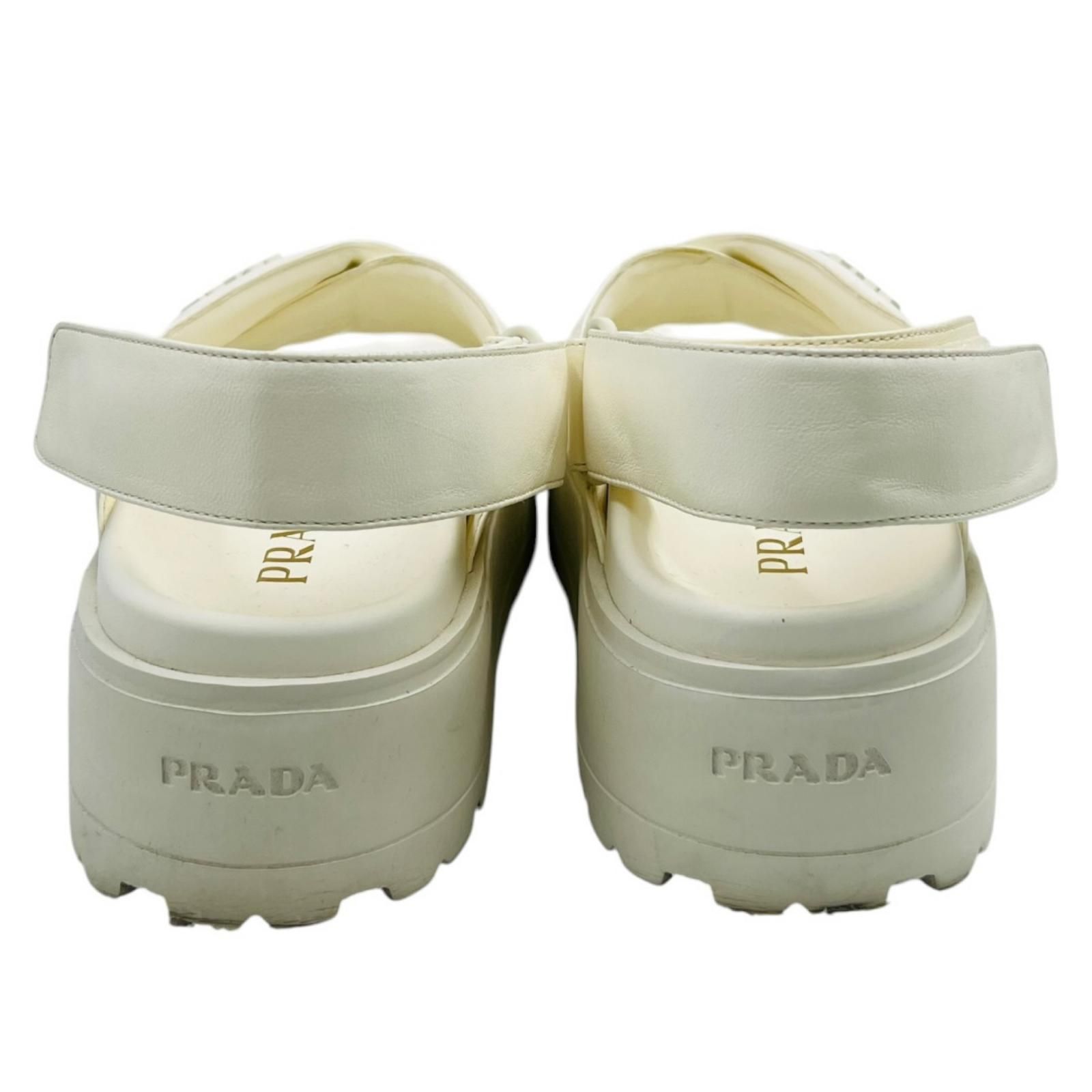 プラダ PRADA ナッパレザー サンダル 厚底 ホワイト サイズ35【22.5cm