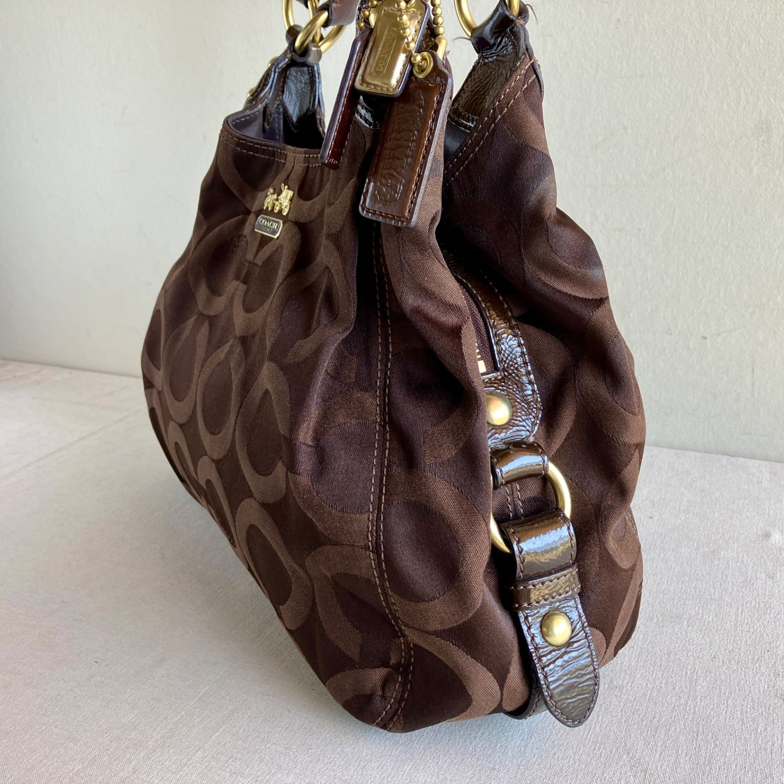 Vintage Coach Madison Maggie Op Art Signature Hobo Shoulder Bag 