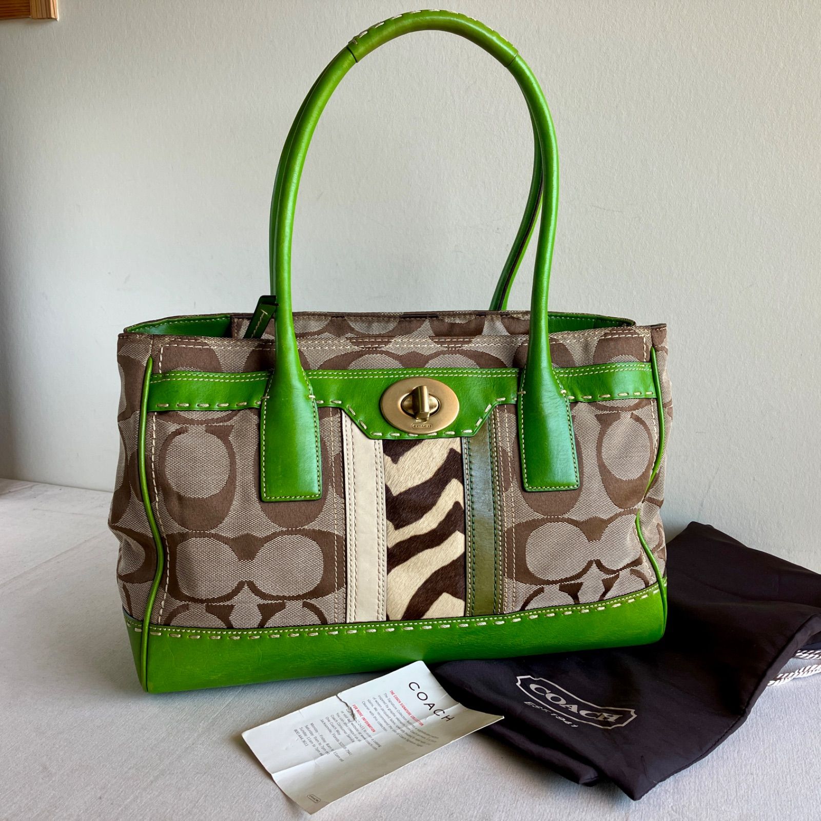 Rare Vintage Coach Madeline Hampton Signature Zebra Haircalf
