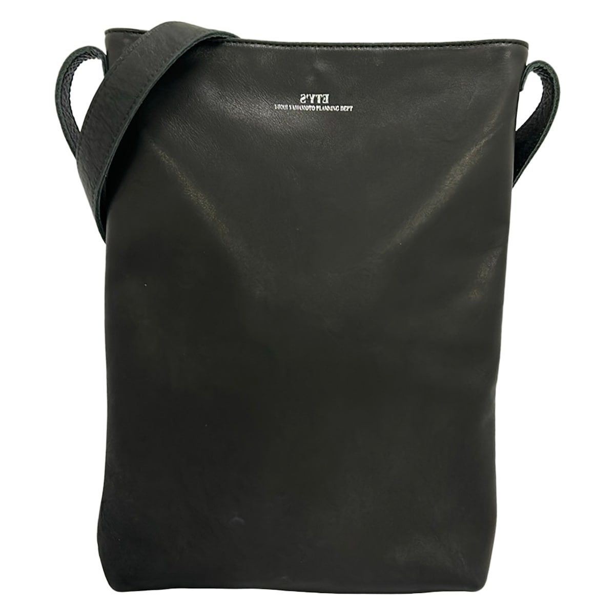 Yoji Yamamoto 黒レザーショルダーバッグ フラップ付き yohjiyamamoto(ヨウジヤマモト) ショルダーバッグ - 黒 S'YTE Yohji