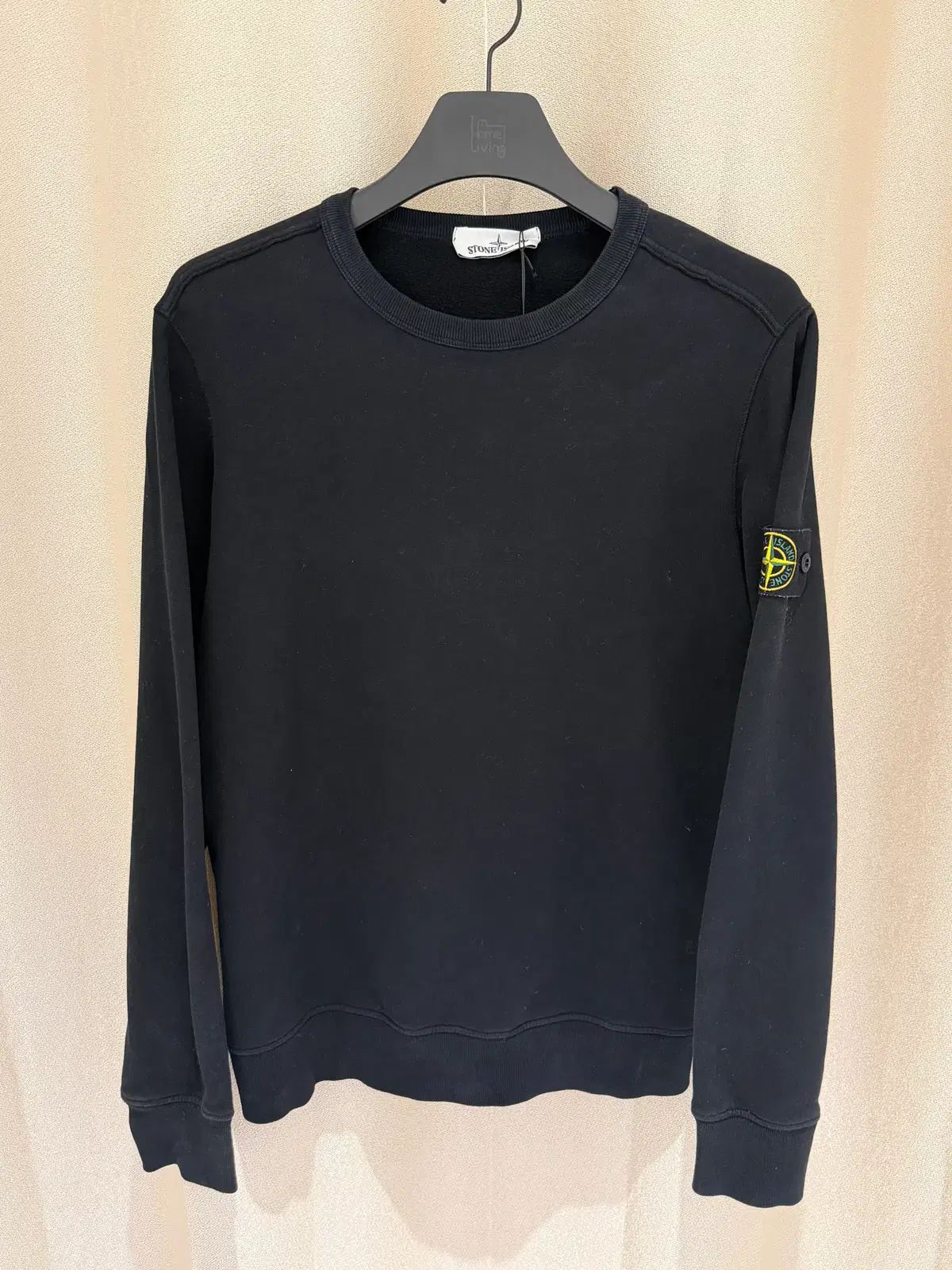 (M) STONE ISLAND ストーンアイランド ワッペン コットン クルーネック スウェットシャツ ブラック