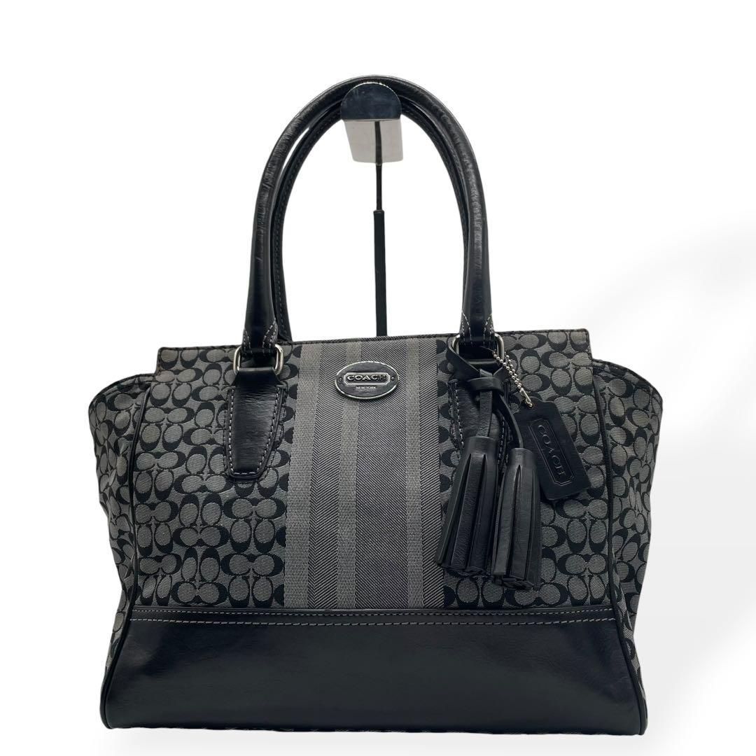 美品　コーチ COACH ハンドバッグ 19915　キャンバス　レザー　ブラック