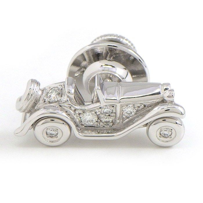 ミキモト MIKIMOTO ピンブローチ 車モチーフ ダイヤモンド 計0.09ct K18WG 【中古】