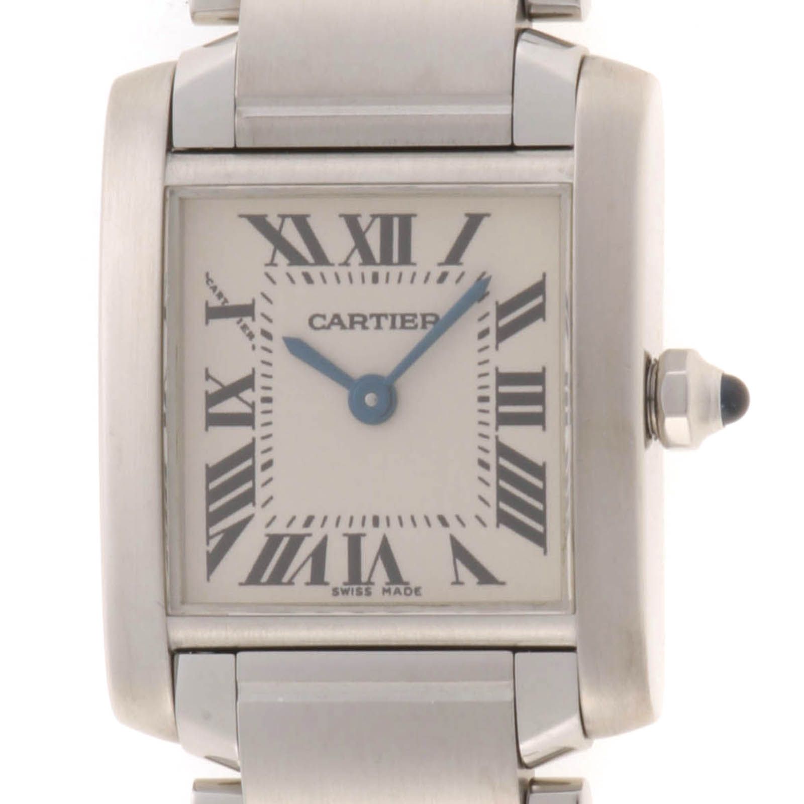 CARTIER カルティエ タンクフランセーズSM W51008Q3 腕時計 ステンレススチール アイボリー レディース【中古】431