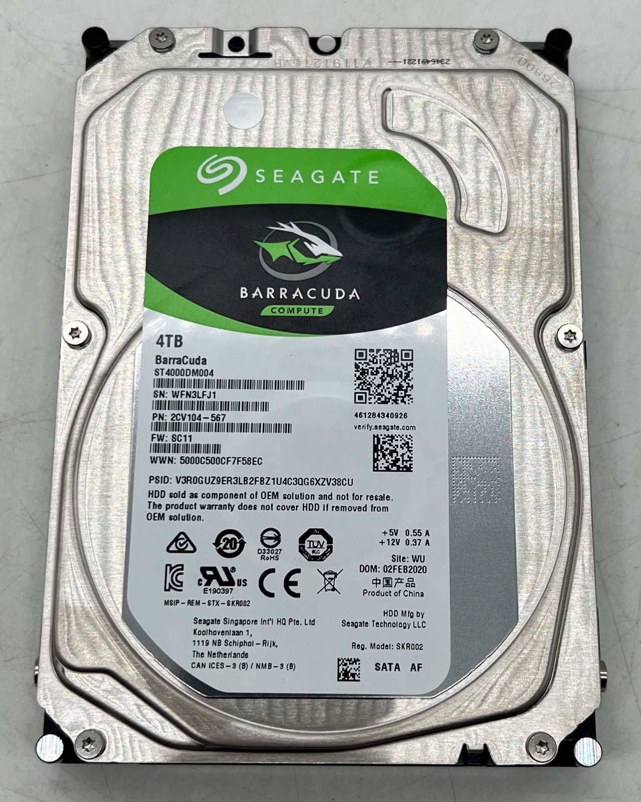 ?SEAGATE? 2020年製 シーゲイト ST4000DM004 4TB 内蔵HDD SATA PC用 NAS用 デスクトップ用 高速 静音 大容量 動作確認済 使用時間少なめ HDD ストレージ PCパーツ 6,902円