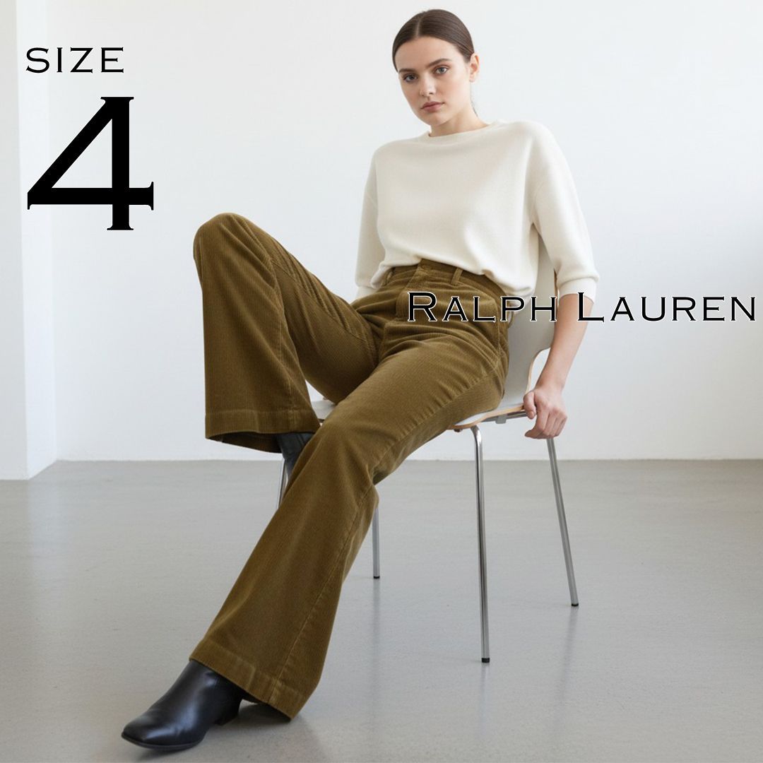 ★美品★ラルフローレン コーデュロイパンツ カーキ ブラウン ポロカン 4 S 美品】Ralph Laurenラルフローレン 近年モデル コーデュロイ ワイド
