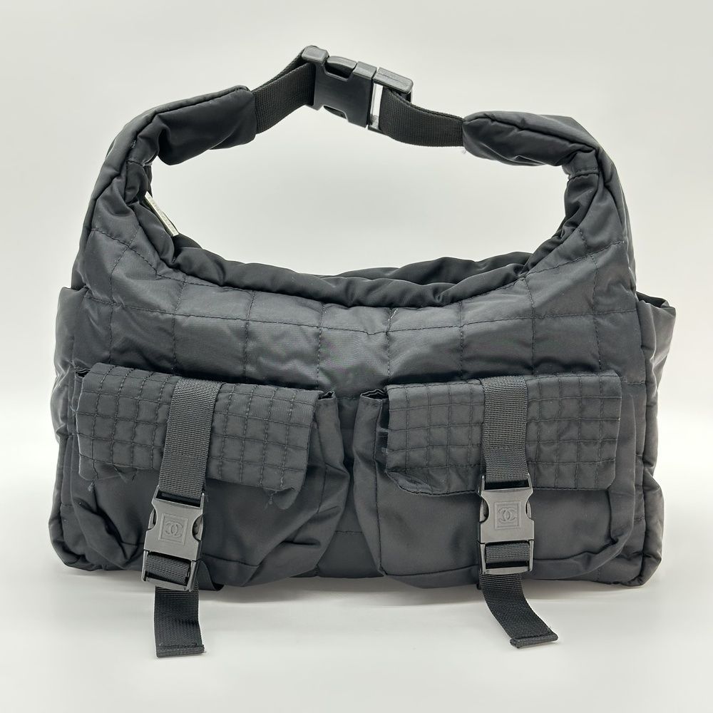CHANEL シャネル スポーツライン チョコバー ナイロンワンショルダーバッグ ブラック【中古】