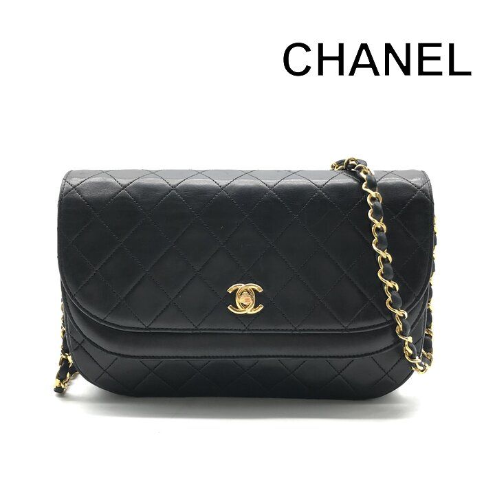 美品 CHANEL シャネル ココマーク マトラッセ ターンロック ハーフムーン チェーン ショルダーバッグ ブラック ブランド 鞄 a13846 113,300円