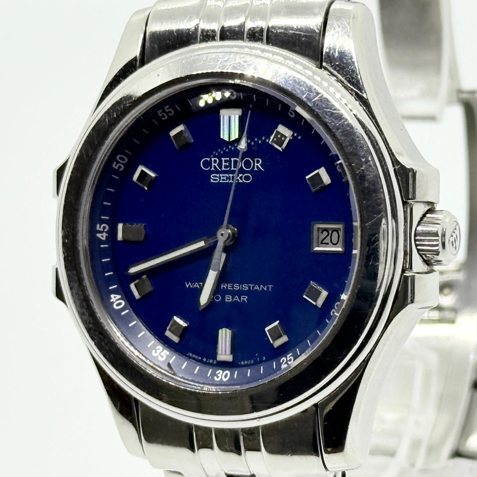 SEIKO セイコー CREDOR クレドール 8J82-6A00 ブルー QZ メンズ 腕時計 稼働品