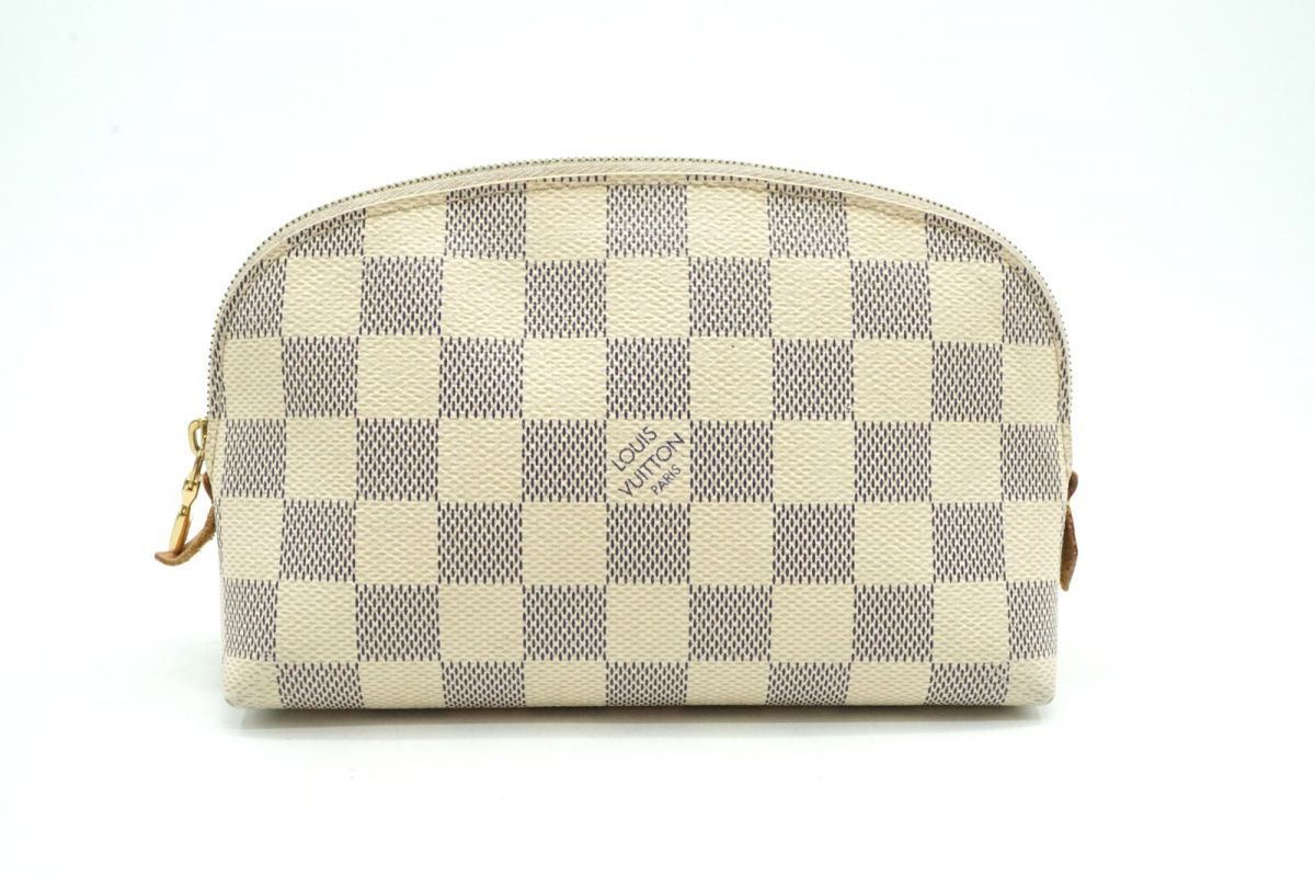 ルイ ヴィトン ダミエ アズール ポシェット コスメティック N60024 LV 化粧ポーチ 小物入れ 白 ホワイト Louis Vuitton 7188k