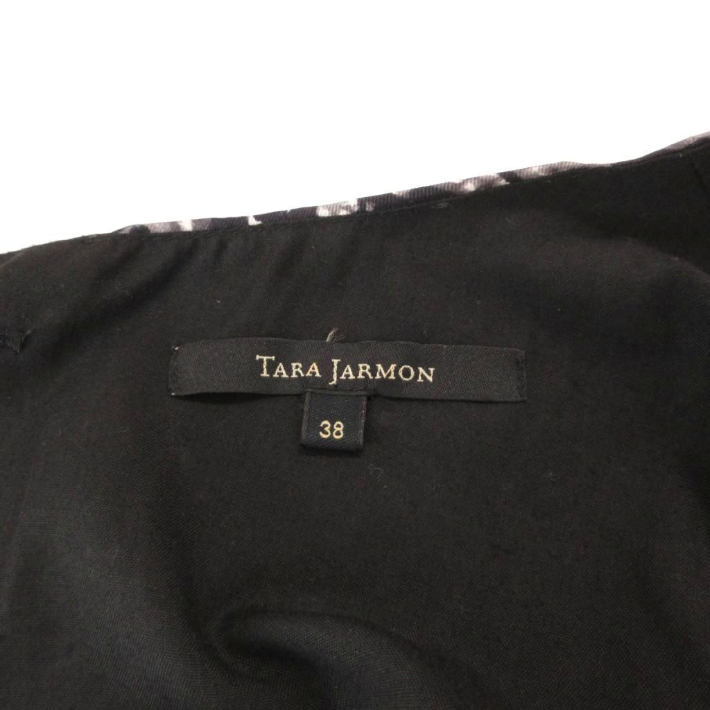 タラジャーモン TARA JARMON ワンピース 38 黒 ブラック 総柄 クルー