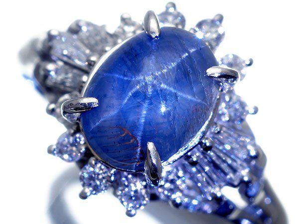 【ジュエリー極】超希少！大粒良質非加熱スターサファイア2.30ct＆良質ダイヤ0.28ct 高級Pt900リング h8798kl【送料無料】