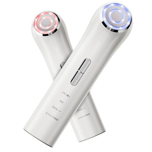 美顔器 EMS イオン導入 LED 目元ケア 4モード 3段階レベル ハンディタイプ フェイスケア 美容器 USB充電式 自宅用 男女兼用 日本語取扱説明書付き ホワイトpms