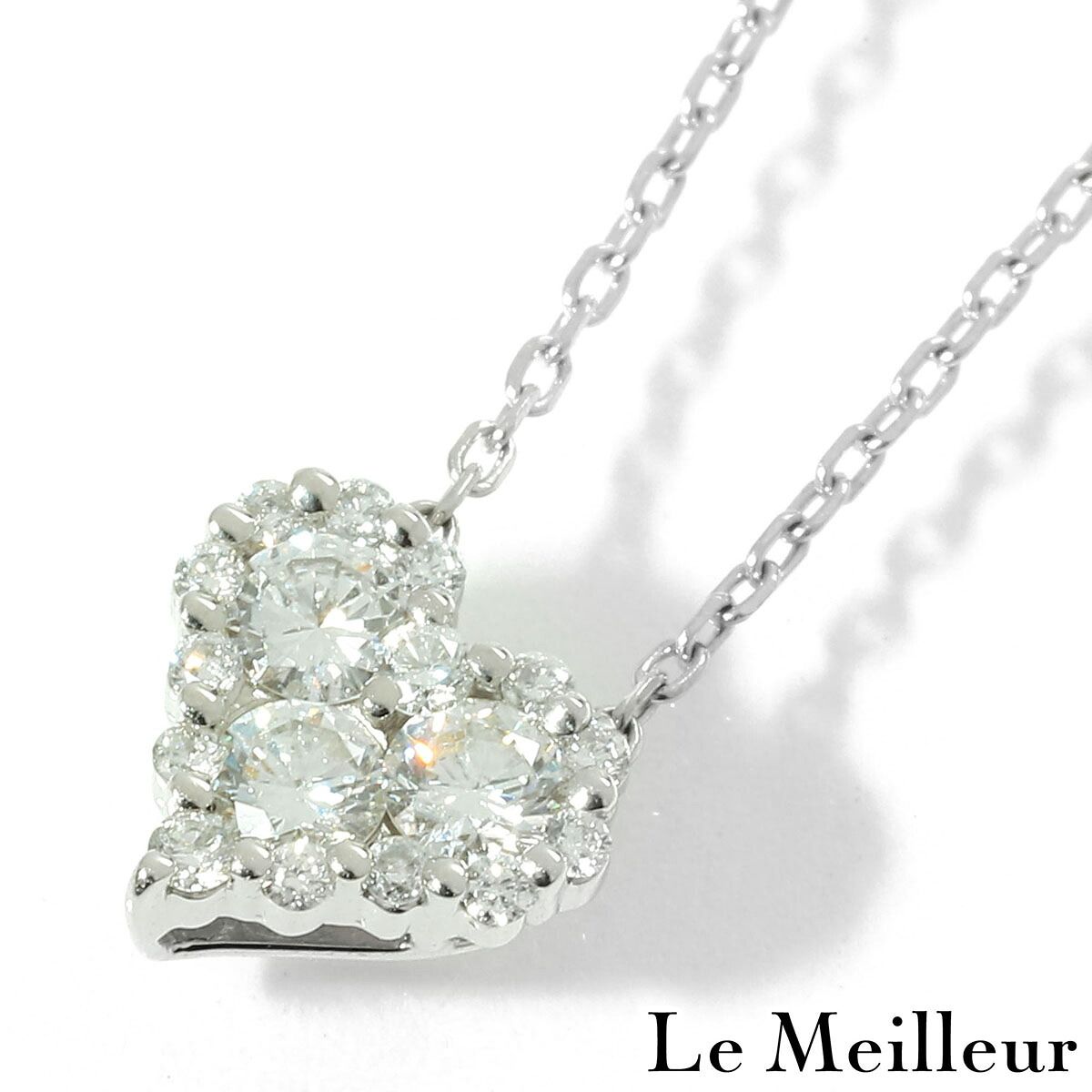 【新品仕上済】 ダイヤモンド 0.3ct プラチナ Pt950 ハートモチーフネックレス 40.5cm レディース 返品OK