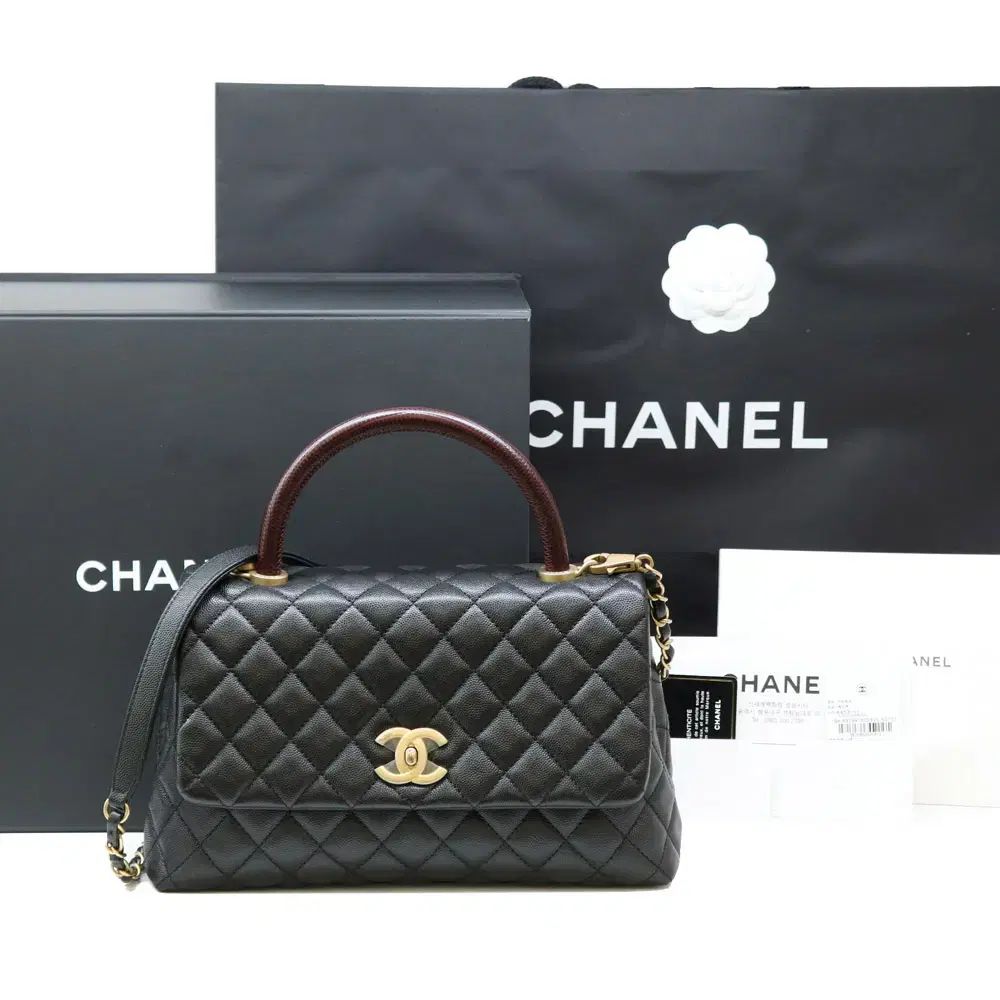 新品、ほぼ新品 CHANEL 九井 一 ハンドル キャビア ミディアム トップハンドル フルセット