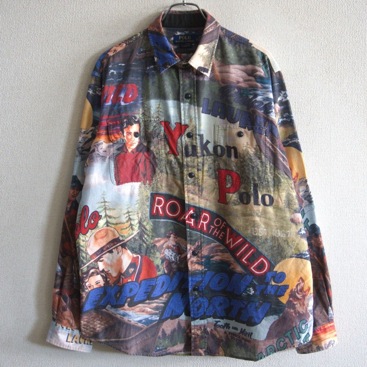 【美品】POLO RALPH LAUREN【総柄 ワークシャツ】L チンスト ポロラルフローレン 26070314