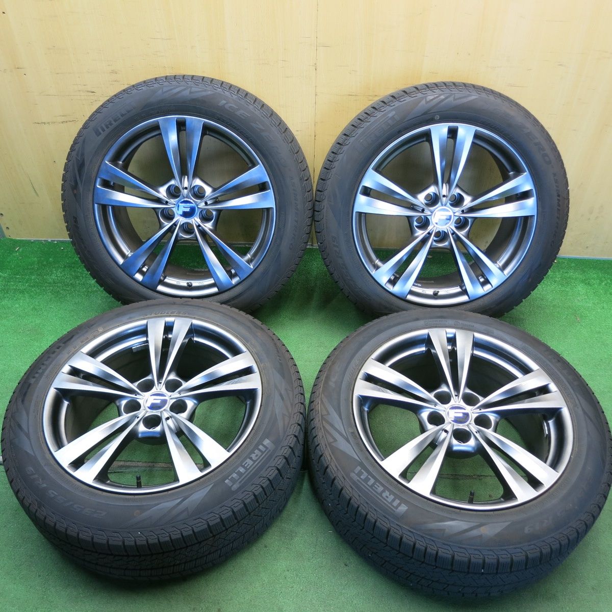 バリ溝！24年！キレイ！9.5分◎ミライ 等 Lehrmeister L-F LOUNGE 235/55R19 スタッドレス ピレリ アイスゼロ アシンメトリコ レアマイスター LF ラウンジ 19インチ PCD120/5H◎6070201HAス